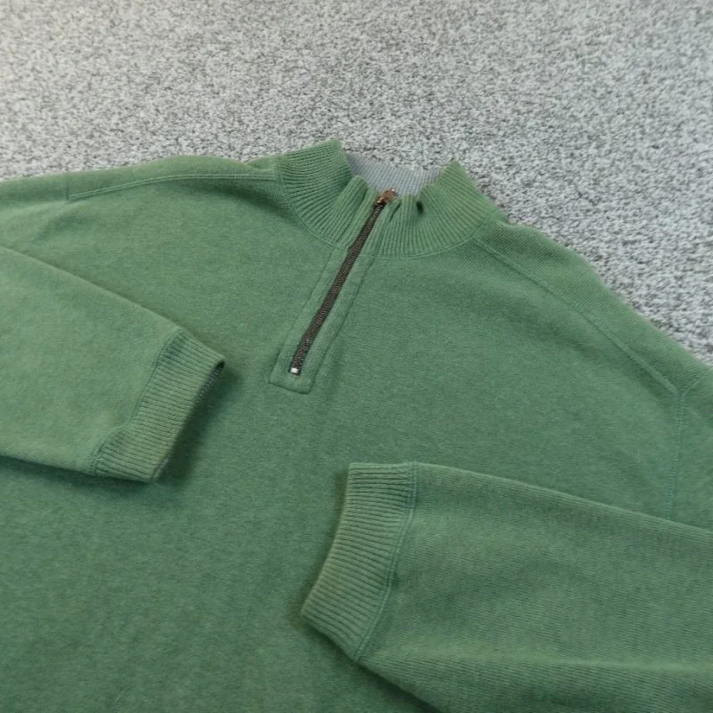 Tommy Bahama Sweater Mens L‎ Green 1/4 Zip Pullover Knit Long Sleeve Sweatshirt